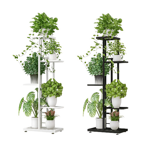 6 Pot Multi Layer Metal Plant Stand Home Decor - White