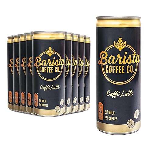 Barista Coffee Co. Medium Roast Caffe Latte Iced Coffee Drink Tin Can 250 ml (Pack of 12) - Caffe Latte