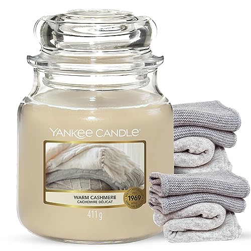 Yankee Candle Scented Candle, Warm Cashmere Medium Jar Candle, Burn Time: Up to 75 Hours - MEDIUM - Warm Cashmere