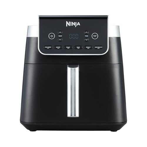 Ninja Air Fryer MAX PRO, 6.2L, Uses No Oil, Large Square Single Drawer, Roast, Bake, Air Fry, Family Size, Digital, Cook From Frozen, Non-Stick, Dishwasher Safe Basket & Crisper Plate, Grey, AF180UK - Black/Silver - 6.2L - Single Drawer