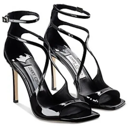 Jimmy Choo Azia 95 Black Patent Leather Sandals