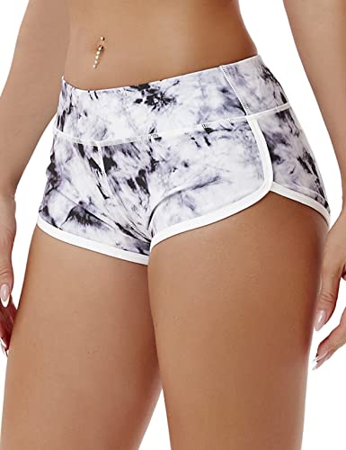 BUBBLELIME XS-XXL Sexy Booty Yoga Shorts Running Shorts Women Workout Fitness Active Wicking UPF30+ Yoga Tummy Control - Medium - Booty Shorts Black Dandelion