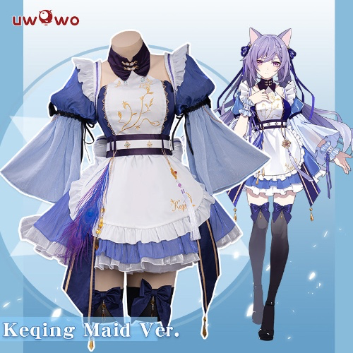 Exclusive Authorization Uwowo Game Genshin Impact Fanart Keqing Maid Ver Cosplay Costume - 【In Stock】M
