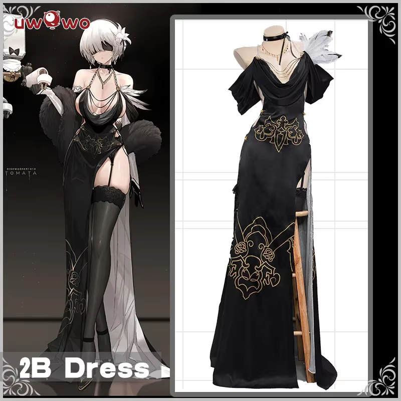 UWOWO Nier: Automata 2B Yorha Cosplay Costume Gown Formal Dress Costume Uwowo× DISHWASHER1910 2B Halloween Costumes - AliExpress 200000532