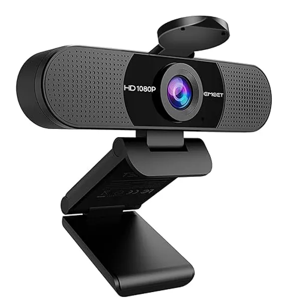 EMEET 1080P Webcam with Microphone, C960 Web Camera, 2 Mics Streaming Webcam, 90°FOV Computer Camera, Plug and Play USB Webcam for Online Calling/Conferencing, Zoom/Skype/Facetime/YouTube, Laptop/PC - 1080P Black