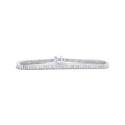 Baguette Cut Diamond Tennis Bracelet - 14K White Gold / 7"
