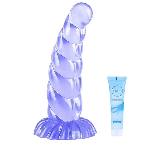 Big Purple Dildo Sex Toy Suction Cup Anal Realistic Dong Huge 7" Inch + Massive Adult Pegging (Purple) - Purple