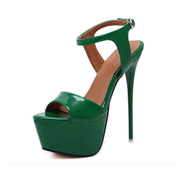 OCHENTA Women's Open Toe Platform Sky High Stiletto Heel Ankle Strap Buckle Party Sandals