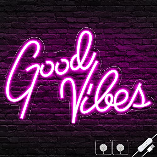 Good Vibes Neon Sign, Neon Signs for Wall Decor