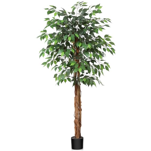 5FT Silk Artificial Ficus Tree with Realistic Leaves