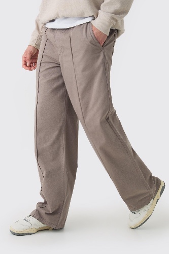 Elasticated Waist Wide Leg Pintuck Chino Pants | boohooMAN USA