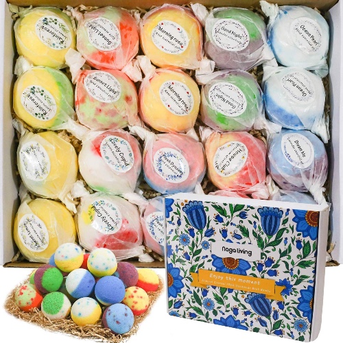 Bath Bombs Gift Set, 20 Handmade Organic Bubble Bath Bombs, Wonderful Fizz Effect Bath Gift For Valentine’s Day, Christmas & Any Anniversaries