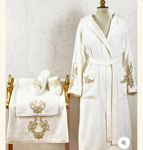 Bathrobe with slippers & matching towel $100
