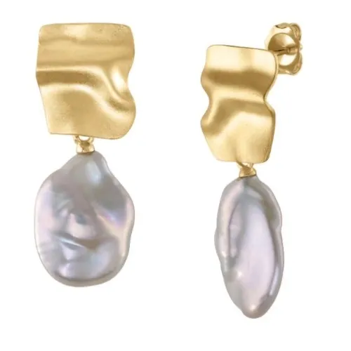 White Freshwater Baroque Pearl Kaia Earrings $200