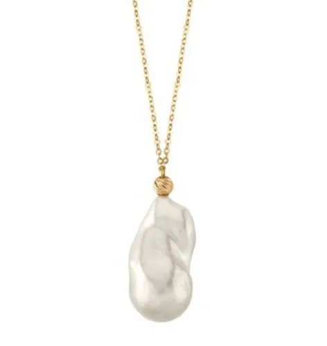 13mm White Freshwater Baroque Pearl Solitaire Designer Pendant $90