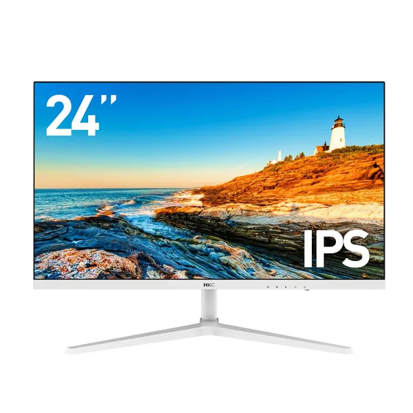 HKC 24-inch White FHD1080p Eyed-Cared Framesless IPS Monitor HDMI VGA Input 3 Years warrenty VESA - 