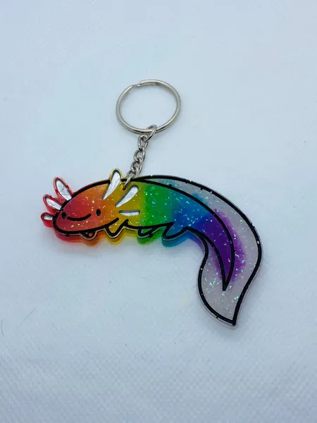 Pride Axolotl Keychain