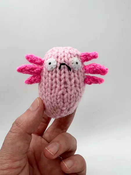 mini axolotl toy, worry pet, knitted axolotl
