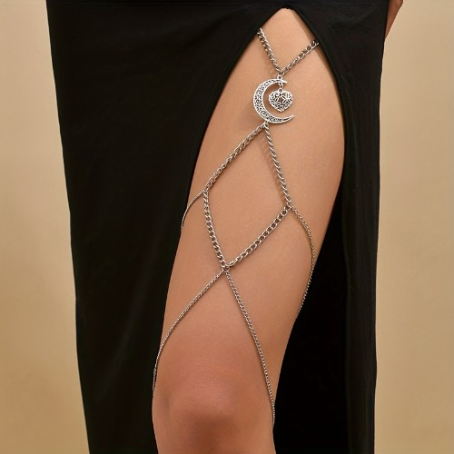 Gothic Leg Chain Jewelry Vintage Moon Love Heart Shape Pendant Multi layer Chain Jewelry