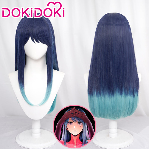DokiDoki Anime Oshi no Ko Cosplay Kurokawa Akane Wig Long Straight Dark Blue Cyan Gradient | Wig Only-Order Processing Time Refer to Description Page