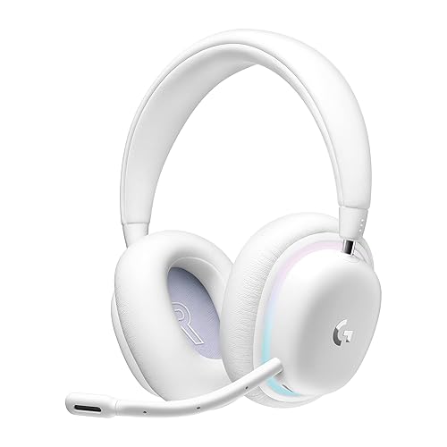 Logitech G735 Wireless Gaming Headset, Customizable LIGHTSYNC RGB Lighting, Bluetooth, 3.5 MM Aux Compatible with PC, Mobile Devices, Detachable Mic - White Mist - Headset