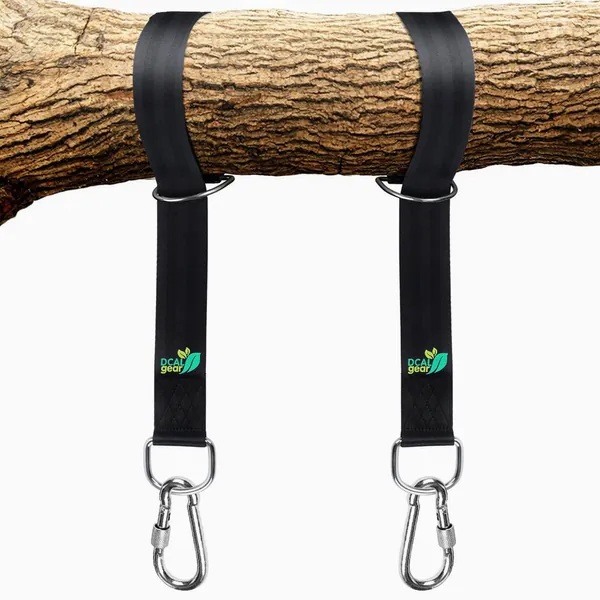 DCAL Gear Tree Swing Hanging Straps Kit - Easy & Fast Installation - 5ft Extra Long Straps Hold 2000 lb - Safer Lock Snap Carabiner Hooks Perfect to Tree Swing, Swing Sets, Tire Swing & Hammock