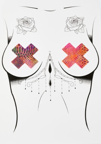 Neon Tie Dye Snake Print Cross Pasties | ONE SIZE