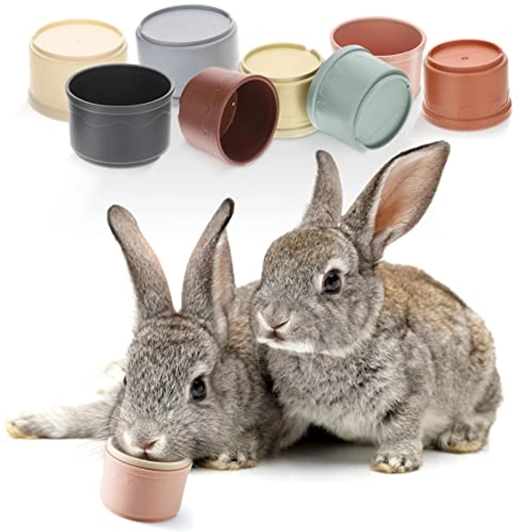 MEWTOGO 8 Pcs Stacking Cups for Rabbits - Multi-Colored Reusable Bunny Toys of Different Sizes, Safe Plastic Nesting Toys for Small Animals Rabbits Bunny Hiding Food and Playing
