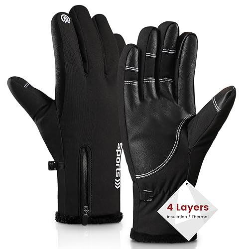 Trifabricy -10℉ Winter Ski Gloves for Men Women, Multi-Layer Waterproof Thermal Snow Gloves Cold Weather, Upgraded Touchscreen Gloves - Large
