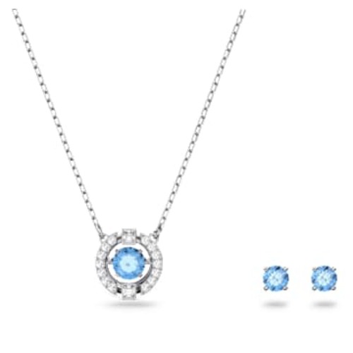 Una セット, ラウンドカット, ブルー, ロジウム・プレーティング