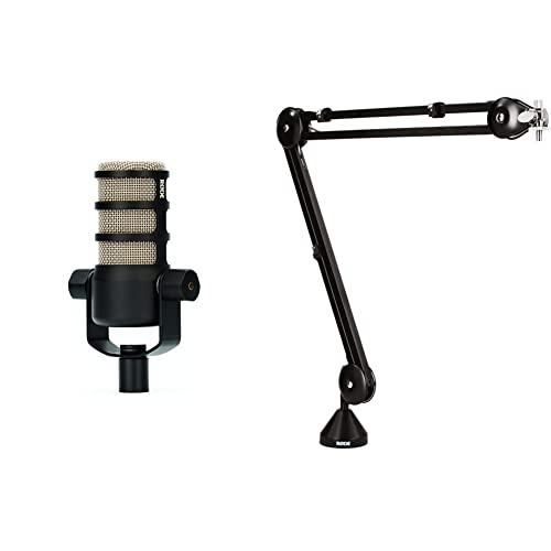 RODE PSA1 Swivel Mount Studio Microphone Boom Arm & PodMic Cardioid Dynamic Broadcast Microphone - Microphone Boom Arm + Microphone