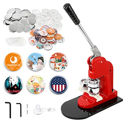 BEAMNOVA Button Maker Machine DIY Round Pin Maker Kit, 44mm / 1.73 in (About 1-3/4 Inch) Badge Press Machine with 1000 Button Parts Supplies - 44mm/1.73in Machine + 1000 Button Parts