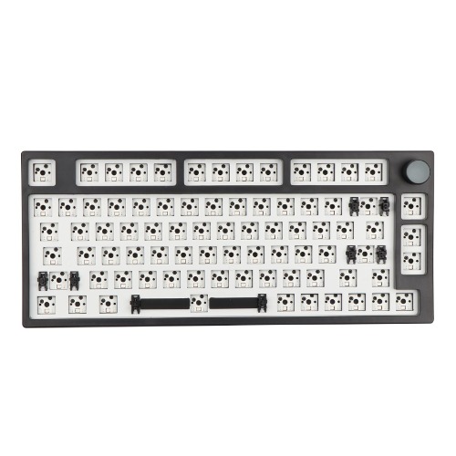 EPOMAKER TH80 Pro 75% 80 Keys Hot Swap Bluetooth 5.0/2.4GHz/Wired Keyboard PCB Mounting Plate Kit with Dampener Foams, South-Facing LEDs, Compatible with 3/5 Pin Switch for Win/Mac PS5 PS4 Xbox(Black) - TH80 Pro Black