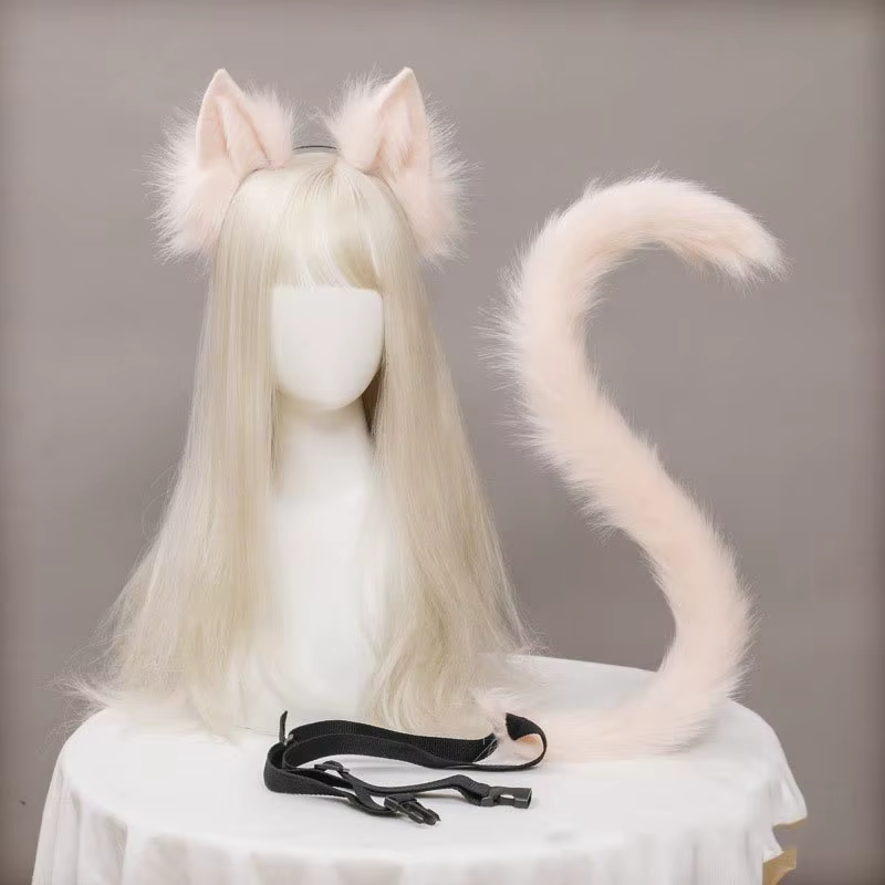 Plush Cat Ears Realistic Lolita Headband Cat Tail Cosplay Accessories Hand-made Simulation Animal Ears Halloween Headwear Kawaii - AliExpress 200000532