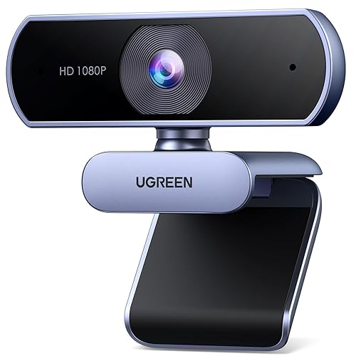 UGREEN Webcam for PC, Full HD 1080P/30fps Webcam for Laptop, Clear Stereo Audio Microphone, Auto Light Correction, 85° View Web Cam USB Camera for Live Streaming, Video Calling, Conferences