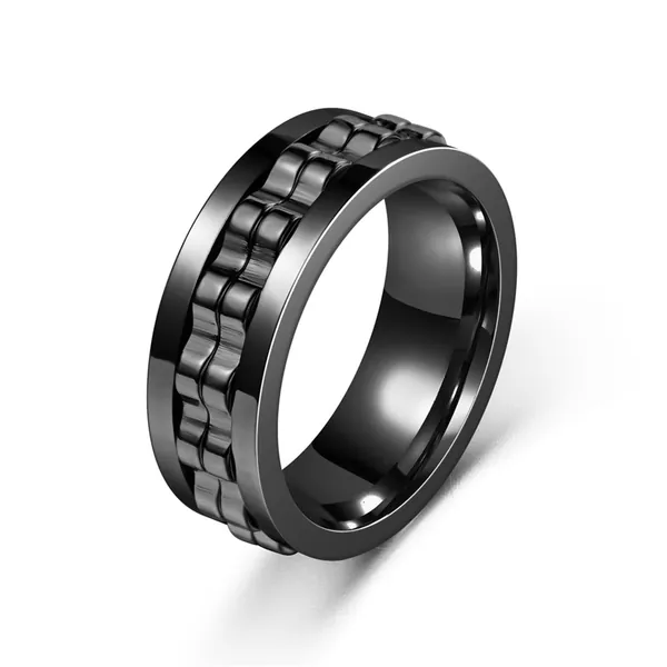 Irikdescia Fidget ring, stressminskning och ångestdämpande ringar, 8 mm, polerade tunga fidgetringar, modetillbehör, gåva till män och kvinnor (svart) – 59,5 mm