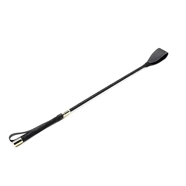 Azatemgo Lederreitgerte Kunstleder Pferdegerte mit Griff und HΓ€ngeseil 45 cm