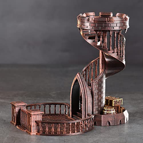 AUSPDICE DND Dice Rolling Tower Castle for D&D Dungeons and Dragons Role Playing Games Retro Themed (Red Copper Color) - C-red Copper Color