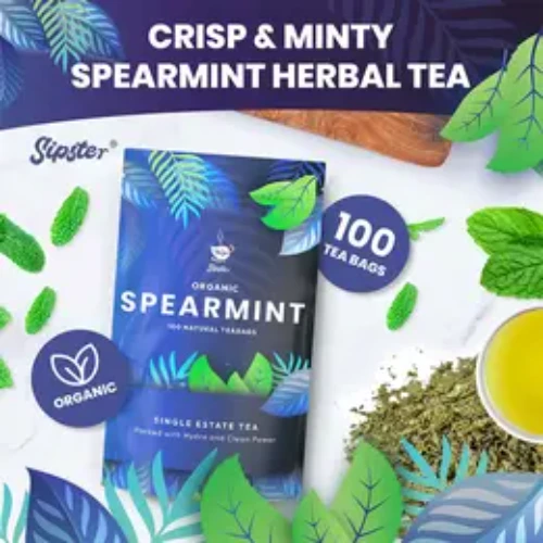 Sipster Organic Spearmint Herbal Tea 100 Tea Bags Grown in USA