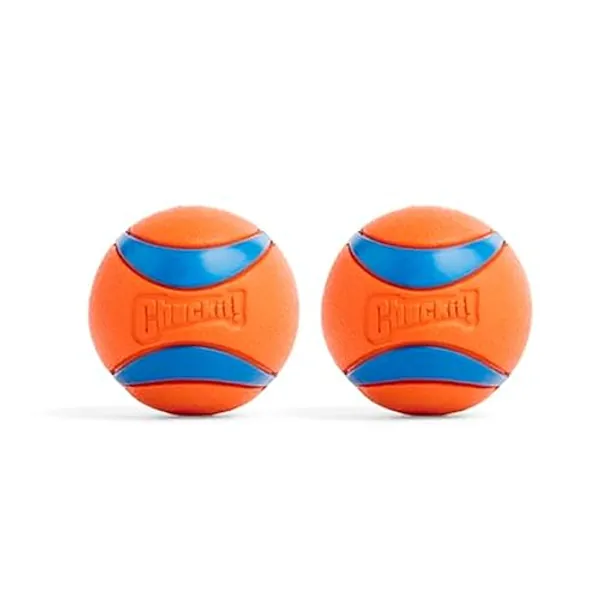 Chuckit! Ultra Ball Dog Toy - Medium Bouncy Fetch Balls For Dogs 20-60 lbs - Made from Durable Rubber - Floating Water Pet Toys - Size Medium - 2.5-inch Diameter - Pack of 2 - Ultra