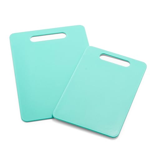 GreenLife Cutting Board Set 8x12" & 10x14", Extra Durable, Meal Prep, Non-Slip, Grip Handles, Crack Resistant, Dishwasher Safe, Reversible, Versatile Kitchen Essentials, Turquoise - Turquoise