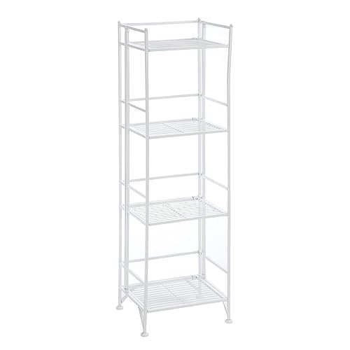 Convenience Concepts Xtra Storage 4 Tier Folding Metal Shelf, White - Seafoam