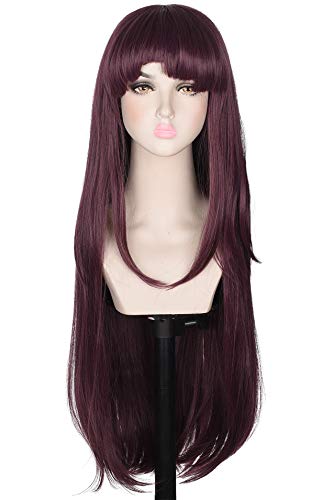 AMZCOS 30 Inches Long Dark Purple Wavy Heat Resistant Synthetic Wig for Women Girls Cosplay Halloween - mikan tsumiki