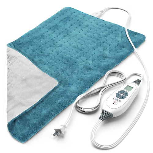 Pure Enrichment® PureRelief™ XL Heating Pad - LCD Controller with 6 InstaHeat Settings for Cramps, Back, Neck, & Shoulder Pain Relief, Moist Heat Option, Machine Washable, 12" x 24" Storage Bag (Blue) - Blue
