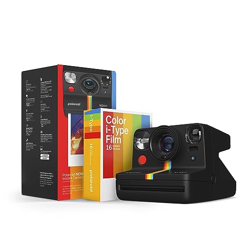 Polaroid Now+ Generation 2 - Camera + Film Bundle (16 Photos Included) - Black - Bluetooth Connected App Controlled Instant Film Camera-6250 - Camera + Film - Black