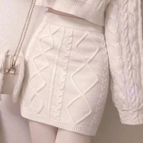 Cozy Knit Bunny Matching Set for Ultimate Comfort and Style - Skirt Only / S