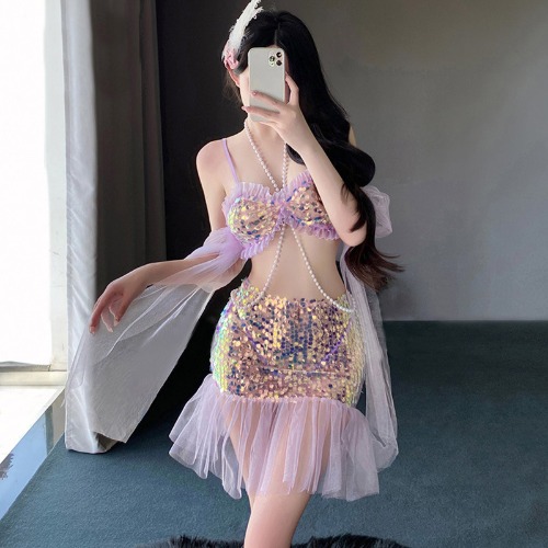 Irresistible Mermaid Lingerie Halloween Costume - Purple / S