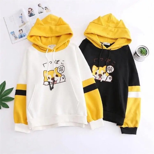 Cute Corgi Puppy Dog Hoodie for Kawaii Fashion Lovers - White