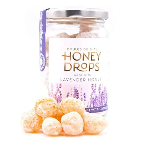 
                            Gourmanity Honey Drops Made With Lavender Honey, 7 oz Jar, Hard Honey Candy From Provence, France, Boules Fourrees Miel, Lavender Honey Drops
                        