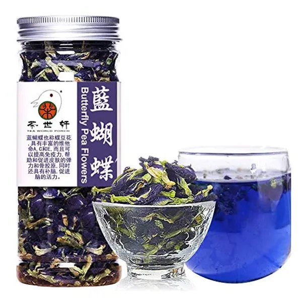 
                            Plant Gift Dried Blue Butterfly Pea Flowers Tea, Dried Blue Pea (Clitoria Ternatea) Edible Flowers, Dragon Pea Flower, Butterflies Tea Recipes Food Coloring 40G/1.41oz
                        